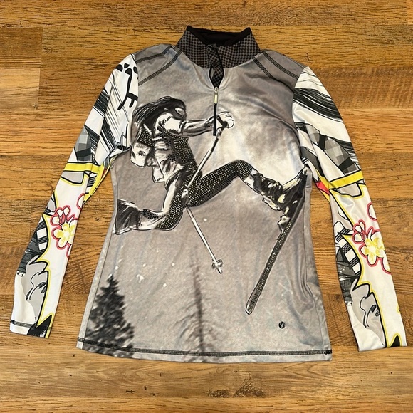 Sportalm Long Sleeve Ski Rhinestone Embroidered Light Weight Quarter Zip A5 - Picture 1 of 4